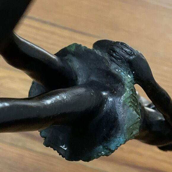 Vintage Bronze Ballerina Statue After Edgar Degas Little Dancer 10” Mid Century - Picture 12 of 14